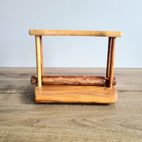 Vintage wooden slide bar napkin holder. Retro kitchen. - Picture 1 of 7